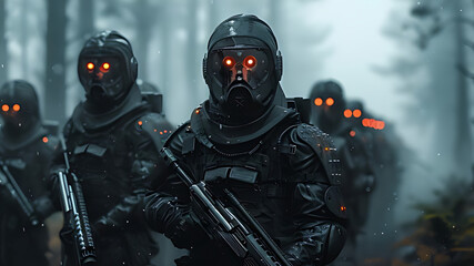 Fototapeta premium A high-tech space soldier comes from outer space.. generative AI