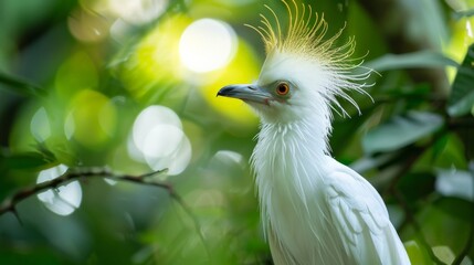 Fototapeta premium A photo of a rare and endangered bird, the Bali myna. These birds are only found in the wild on the island of Bali, Indonesia.