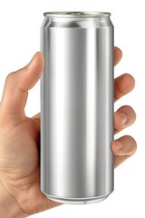 Hand holding a blank aluminum beverage can, perfect for mockup, branding, and promotional design in a clean, modern template, Generative AI