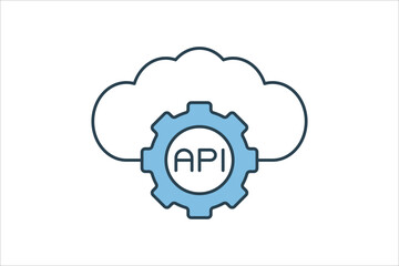 API icon. icon related to cloud computing. suitable for web site, app, user interfaces, printable etc. line icon style. simple vector design editable