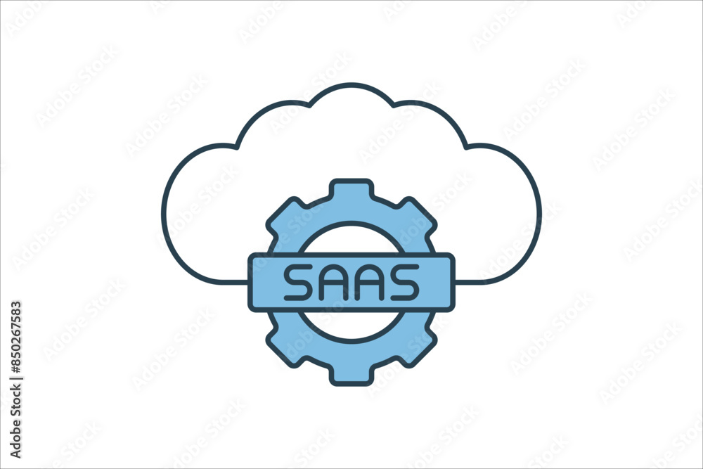 Poster saas icon. icon related to cloud computing. suitable for web site, app, user interfaces, printable e