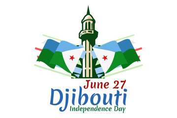 June 27 Independence Day of Djibouti vector illustration. Suitable for greeting card, poster and banner.