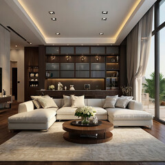 modern living room interior design with white sofa