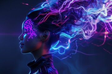 woman with glowing brain
