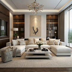 modern living room interior design with white sofa