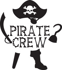 Pirate Crew SVG Cut File for Cricut and Silhouette, EPS Vector, DXF , PNG , JPEG , Zip Folder