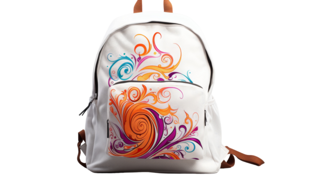 White Backpack With Colorful Floral Design