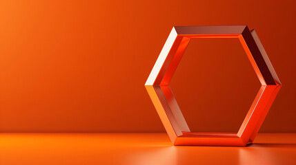 Orange Hexagon Shape on Orange Background.