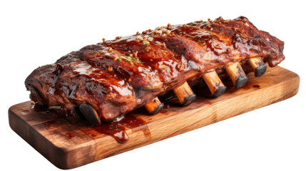 Glazed Pork Ribs on Wooden Cutting Board