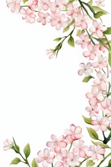 Obraz premium bouvardia themed frame or border for photos .with clusters of small pink and white flowers. watercolor illustration, white color background. 