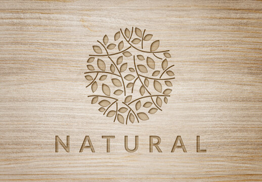 Engraved Wood Logo Text Effect