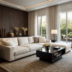 modern living room interior design with white sofa