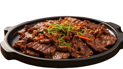 Grilled Beef Sizzling Plate With Scallions and Sesame Seeds
