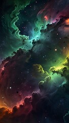 Obraz premium sky with stars and , grenn and blue light