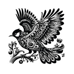 Bird Vector Line art Illustration, Flying bird vector silhouette, vector black and white bird Free Vector