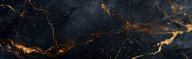 Black marble texture with golden veins, seamless pattern for design of natural stone surface