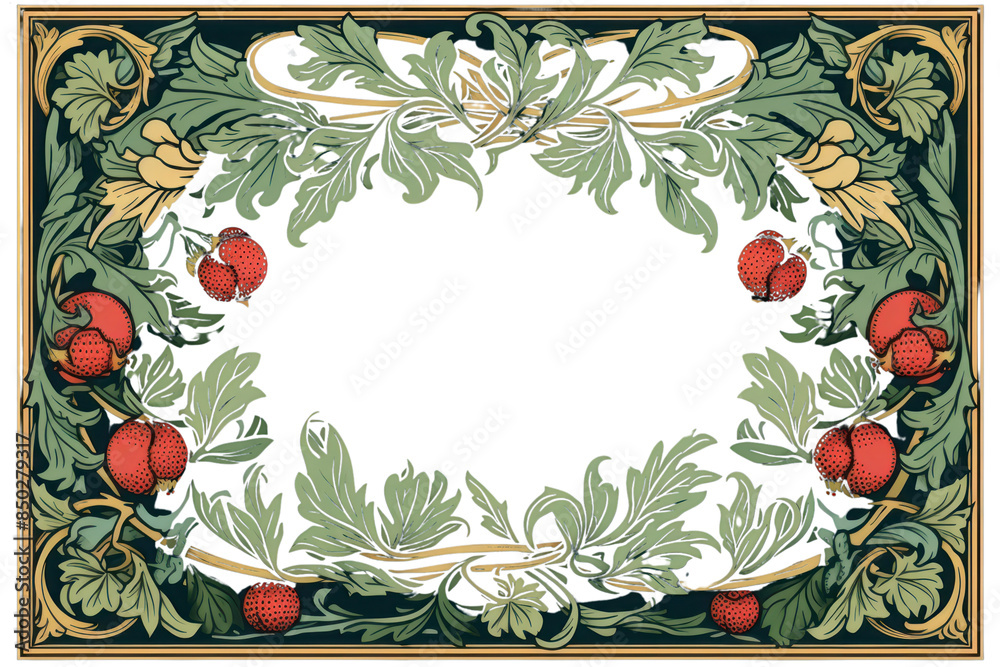 Wall mural PNG William morris inspired ornament frame backgrounds tapestry graphics.