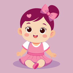 Fototapeta premium Cute girl child vector illustration.
