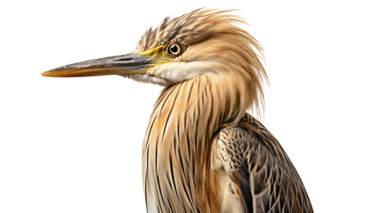 Close-Up Portrait of a Rufous Night Heron With a White Background