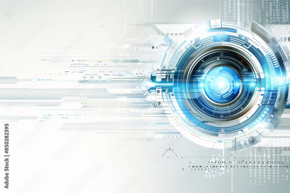 Poster Futuristic digital design with abstract elements, showcasing technological innovation and dynamic data visualization in a high-tech concept, Generative AI