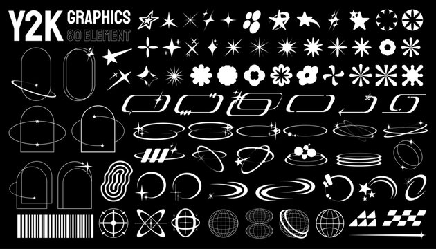Y2K Graphic element collections set 80 element