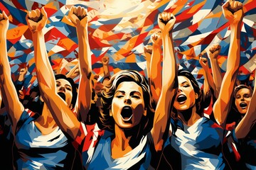 Obraz premium The roaring fans of France - Generative AI