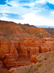 Natural unusual landscape red canyon of unusual beauty is similar to the Martian landscape, the Charyn canyon