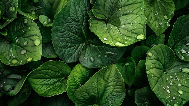 hortensia leaf arter rain for background : Generative AI