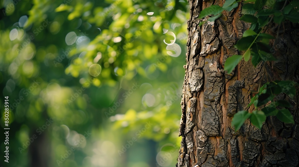 Poster abstract nature scene tree trunk in forest concept for cosmetic beauty product branding identity and