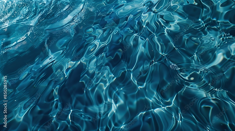 Aufkleber transparent dark blue clear water surface texture with ripples and splashes abstract summer banner b
