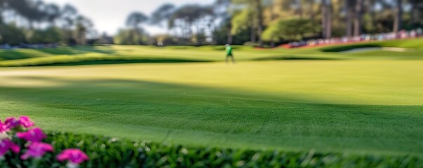 Obraz premium A stretch of golf course with extensive green grass