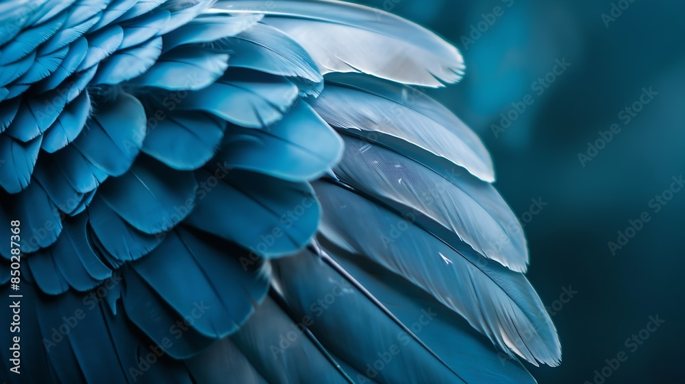 Poster blue feather pigeon macro photo texture or background : Generative AI