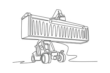 International logistics and cargo delivery concept. Single line draw design vector graphic illustration.