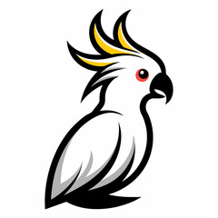 Solid black outline Cockatoo animal vector  illustration