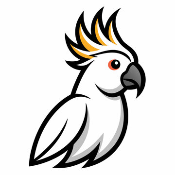 recommend clip art: Solid black outline Cockatoo animal vector  illustration