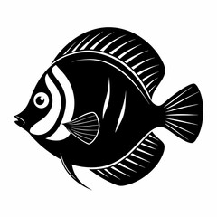 Solid black outline Discus animal vector  illutration