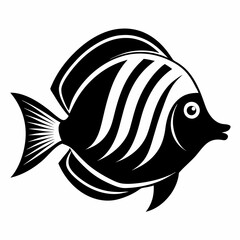 Solid black outline Discus animal vector  illutration