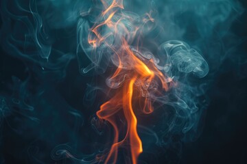 Obraz premium Flames burning and smoke, dark background