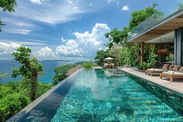 Fototapeta premium Luxury villa and outdoor swimming pool