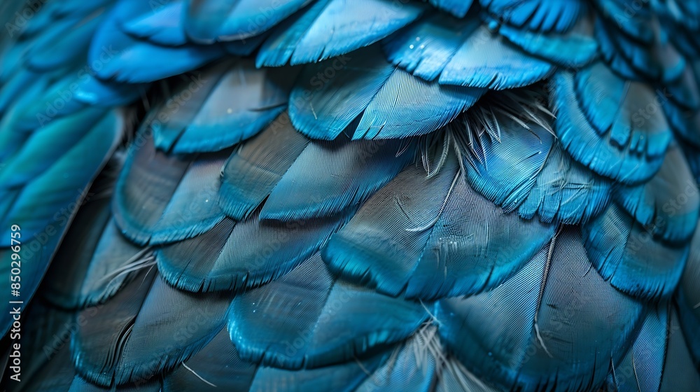 Poster blue feather pigeon macro photo texture or background : Generative AI