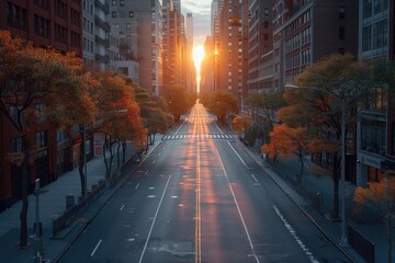 Fototapeta premium Urban Street Sunrise