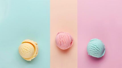 Obraz premium Minimalistic pastel ice cream scoops showcasing pattern pastel background
