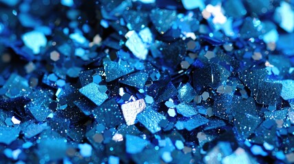 Close up of blue confetti and glitter for anniversary party