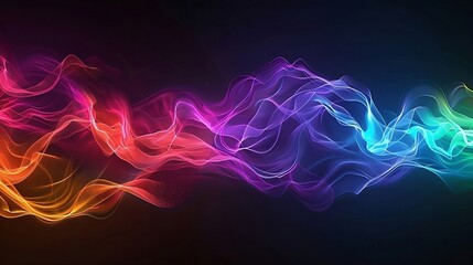 Obraz premium colorful bright waves in the dark background, abstract waves moving, perfect for graphic editing.