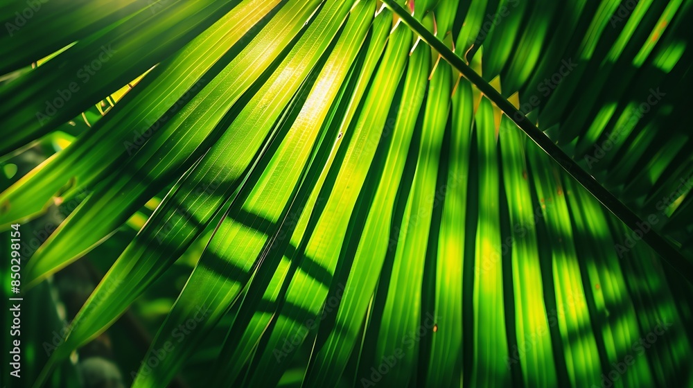 Poster abstract texture background palm leaf beautiful light shadow on a large palm leaf tropical leaf text