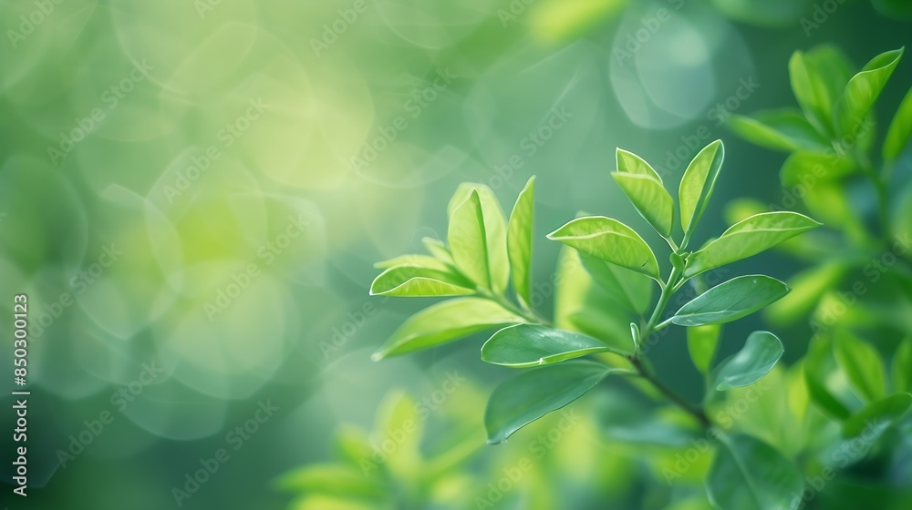 Poster closeup macro soft focus fresh green leaves abstract blur backgroundconcept idea for ecology backdro