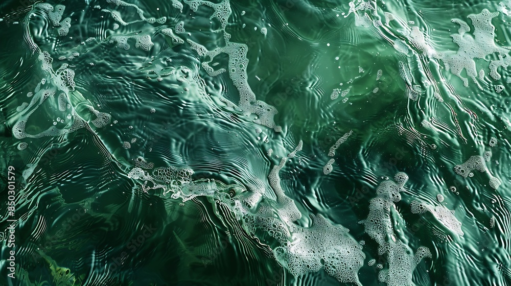 Aufkleber transparent dark green clear water surface texture with ripples splashes abstract nature background 