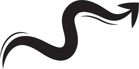 Symbol of black arrow on transparent background with png . Diagonal and isolated arrow