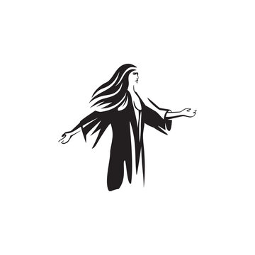 Witch woman in robe, made minimalist with spotlight effect