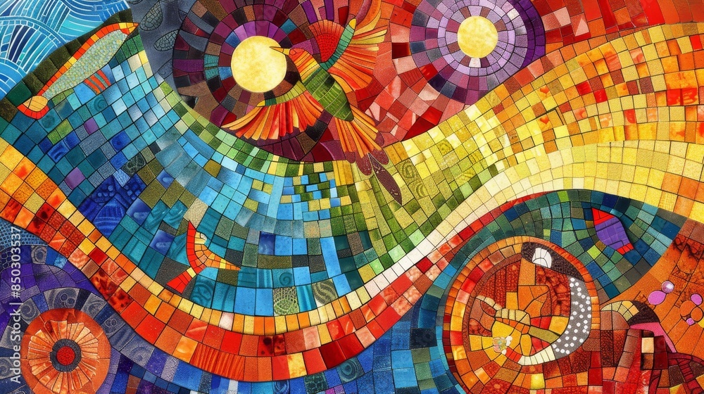 Canvas Prints vibrant colors and intricate patterns in hispanic heritage month mosaic background